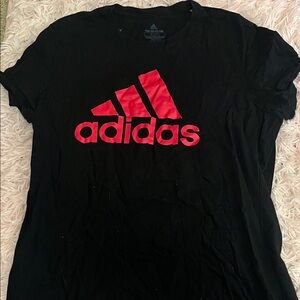 Adidas Black Tee with Vibrant Red Logo